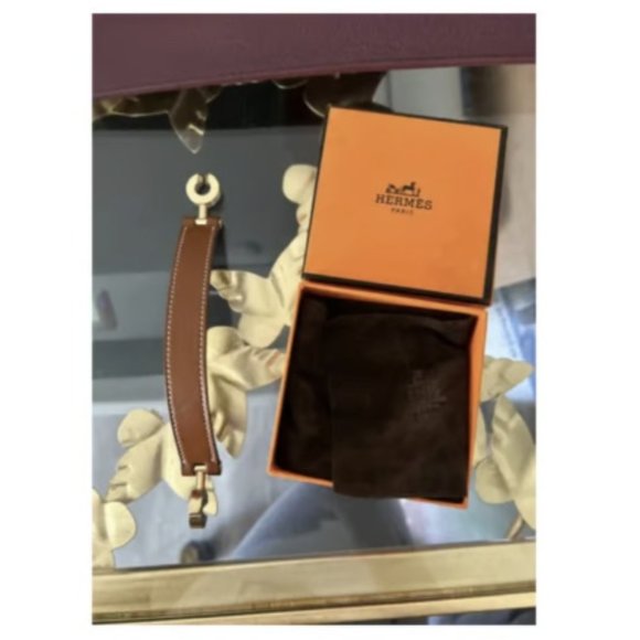 HERMÈS Lancelot Palladium Bracelet w/ Leather Strap. 7.5” - Excellent Condition. - Picture 7 of 9